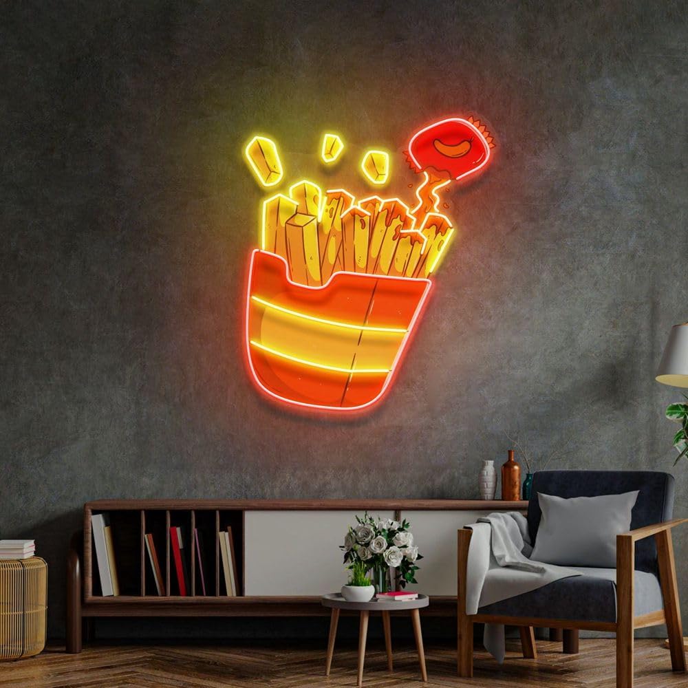 Custom French Fries Neon Sign  - Commercial Kitchen Walls 评论和价格